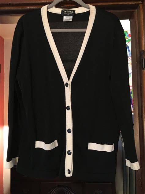 black white chanel sweater|chanel cardigan suit 50s women's.